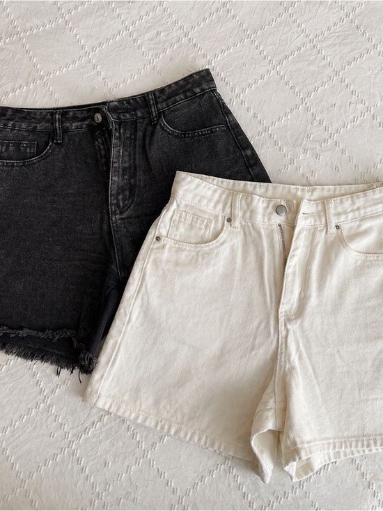 SHEIN Pants - Women Denim Shorts Bundle Black White Size M L High Waisted Raw Hem Summer Lot 2